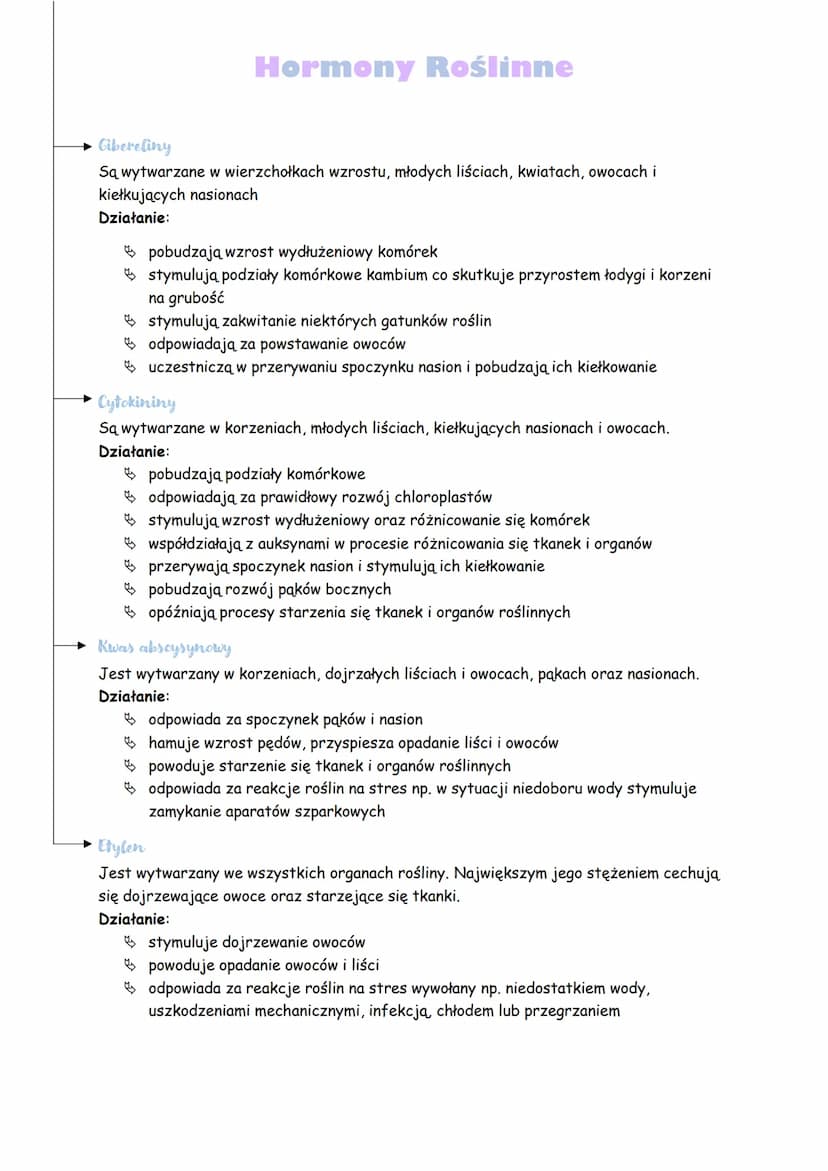 Hormony Roślinne
Budowa chemiczna fitohormonów
Hormony roślinne są substancjami drobnocząsteczkowymi o różnorodnej budowie
chemicznej. więks