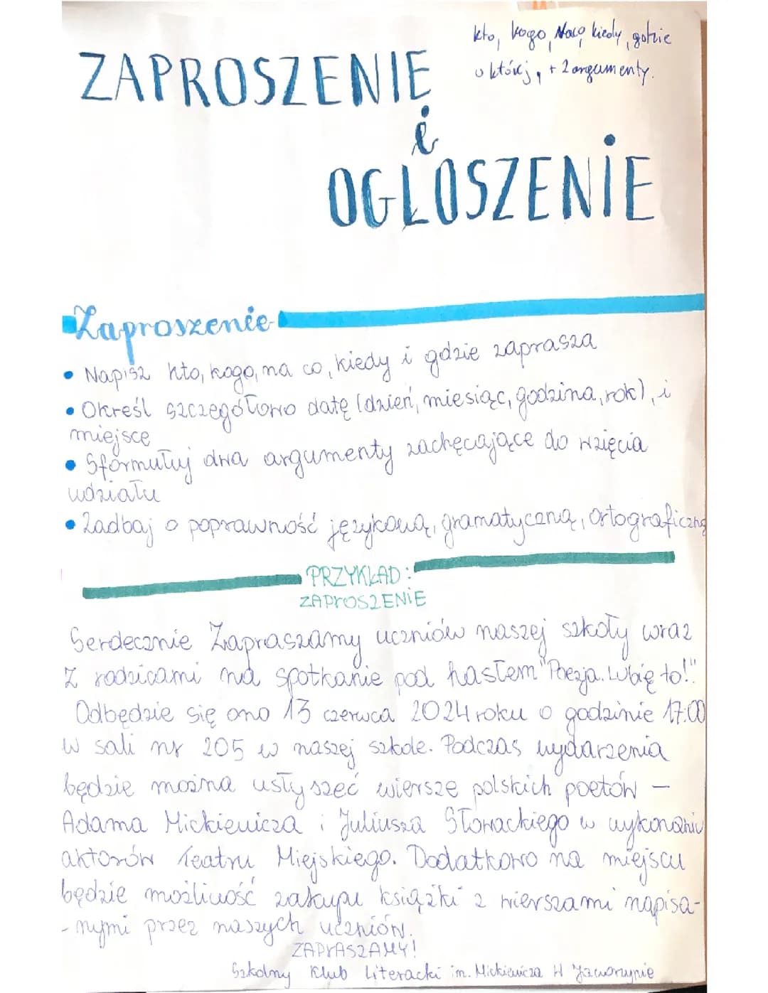 ogłoszenie i zaproszenie
