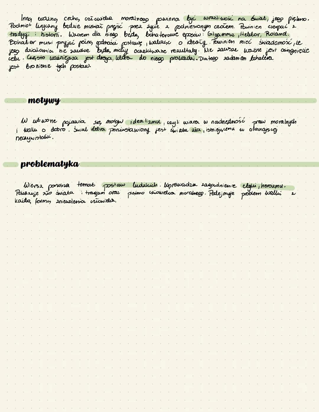 Inna waing cecho, człowieka
moralnego powinna być wrażliwość na świat, jego piękno.
Podmiot liryczny będzie musiał przejść przez życie 2 pod