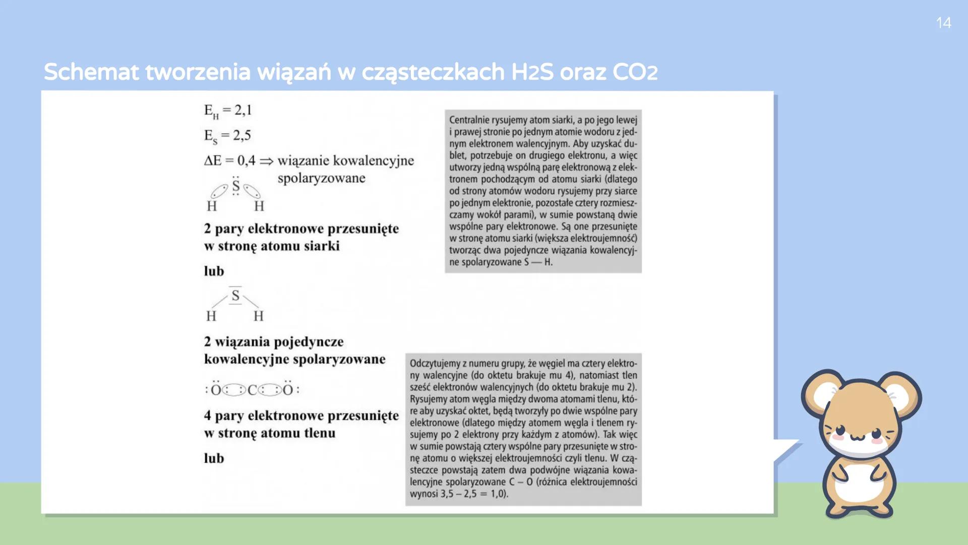 Wiązania chemiczne
1 1
H
Elektroujemność według Paulinga
2,1
2
Li Be
18
He
11 12
Cu
Zn
13 14 15 16 17
BCN O F Ne
2,5 3,0 3,5 4,0
1,0 1,5
2,0