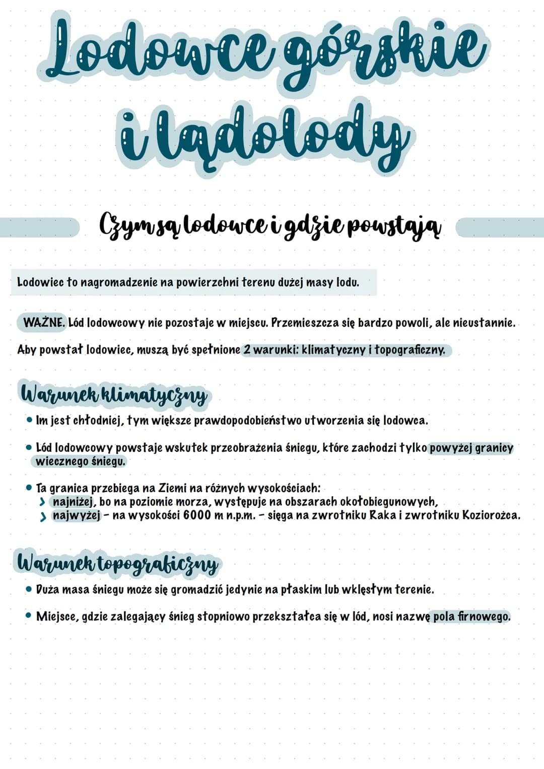 Lodowce gorshie
i lądolody
Czym są lodowce i gdzie powstają
Lodowiec to nagromadzenie na powierzchni terenu dużej masy lodu.
WAŻNE. Lód lodo