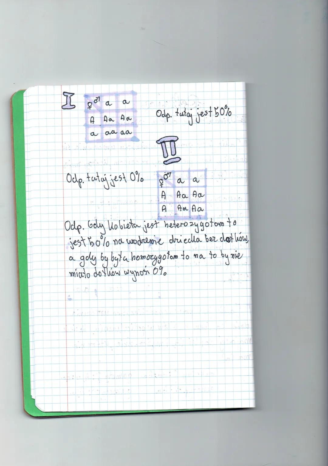 Rekoja
T: Dziedziczenie ced a człowieka.
Jakie jest prawdopodobieństwo urodzenia się
dziecka bez piegów (a) rodzicom, którzy mają
piegi (A) 