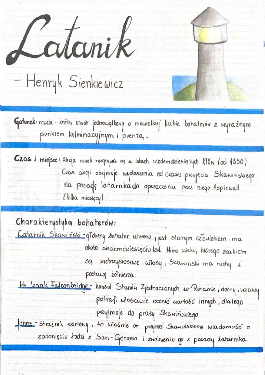 Latanik
- Henryk Sienkiewicz
Gatunek nowela - królki utwór jednowątkowy o niewielkiej liczbie bohaterów z wyraźnym
punktem kulminacyjnym. i 