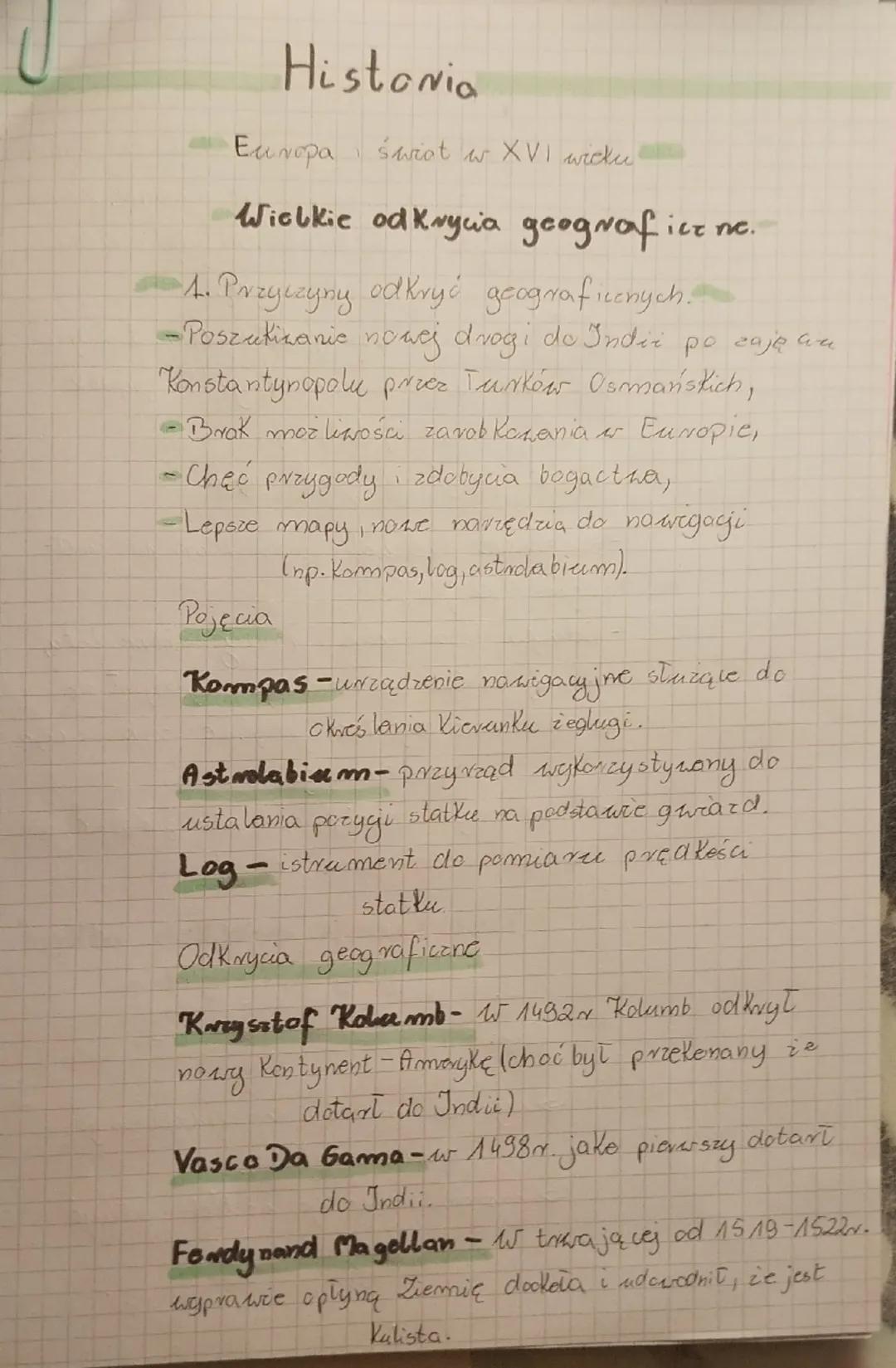 Historia: Europa i Świat w XVI Wieku - Dział 1