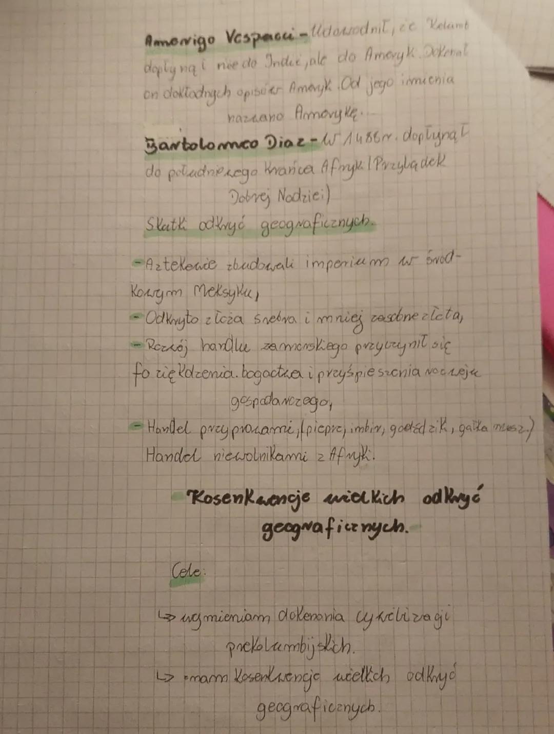 # Histonia

Europaśarot w XVI wieku

Wielkic odkrycia geograficznc.

1. Przyczyny odkryć geograficcnych.

- Poszukizanie nowej drogi do Indi