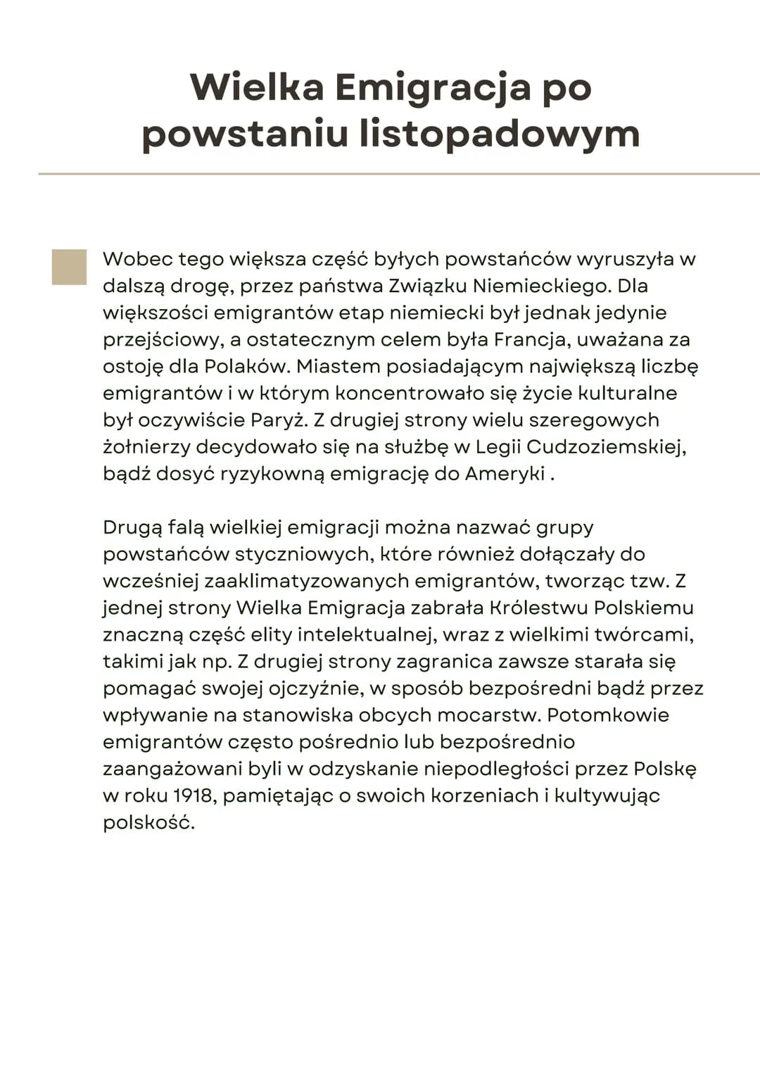 Wielka Emigracja po
powstaniu listopadowym
Wobec tego większa część byłych powstańców wyruszyła w
dalszą drogę, przez państwa Związku Niemie