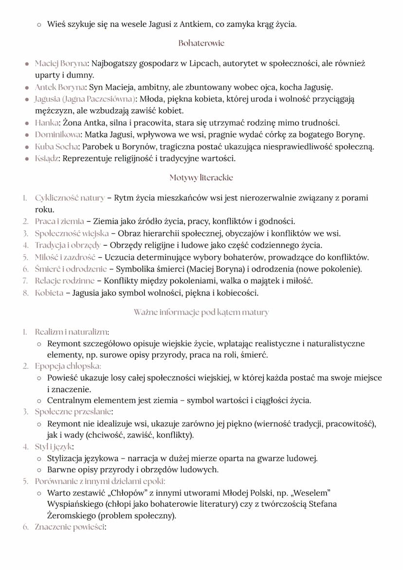 CHLOPI
WLADYSLAW STANISLAW REYMONT
⚫ Epoka literacka: Młoda Polska.
• Rodzaj literacki: Epika.
Informacje ogólne
• Gatunek: Powieść społeczn
