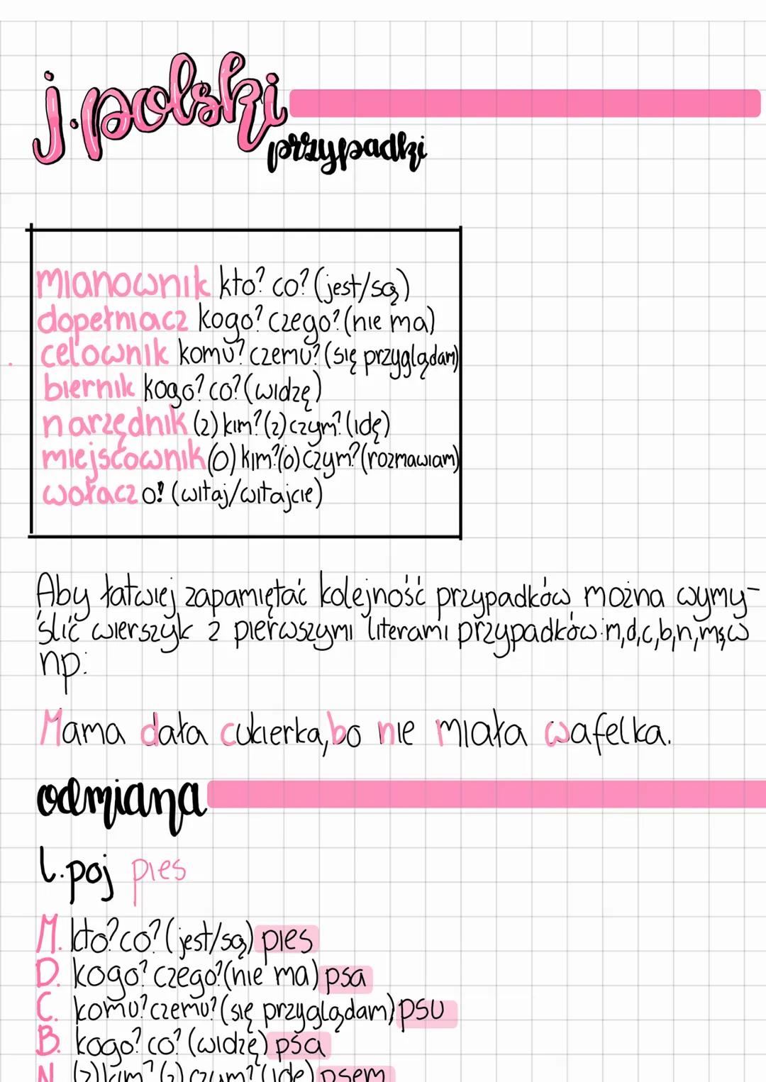 Odmiana Rzeczownika przez Przypadki – Klasy 4 i 5
