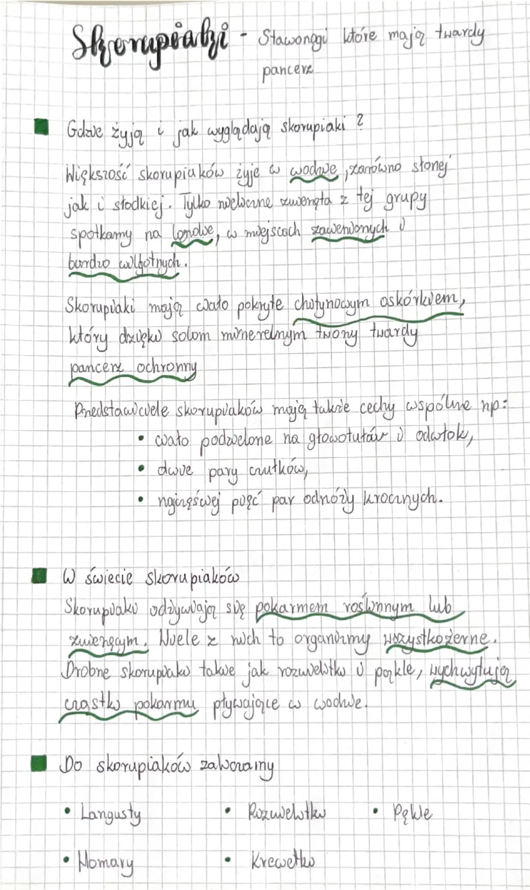 Skorupiabi - Stawong We've mają twardy
pancerz
■ Gdzie żyją i jak wyglądają skorupiaki ?
し
Większość skorupiaków żyje w wodke, zarówno stone