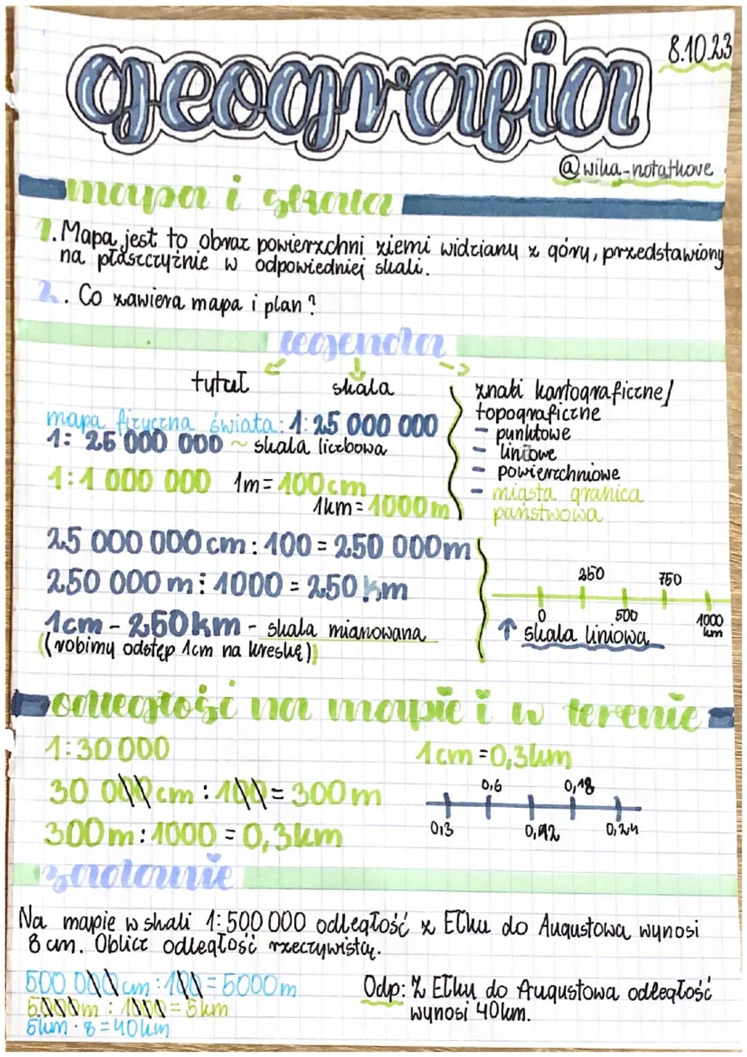 # geografia

# mapa i strata

8.10.23

@wilha-notathove

1. Mapa jest to obraz powierzchni ziemi widziany z góry, przedstawiony
na płaszczyź