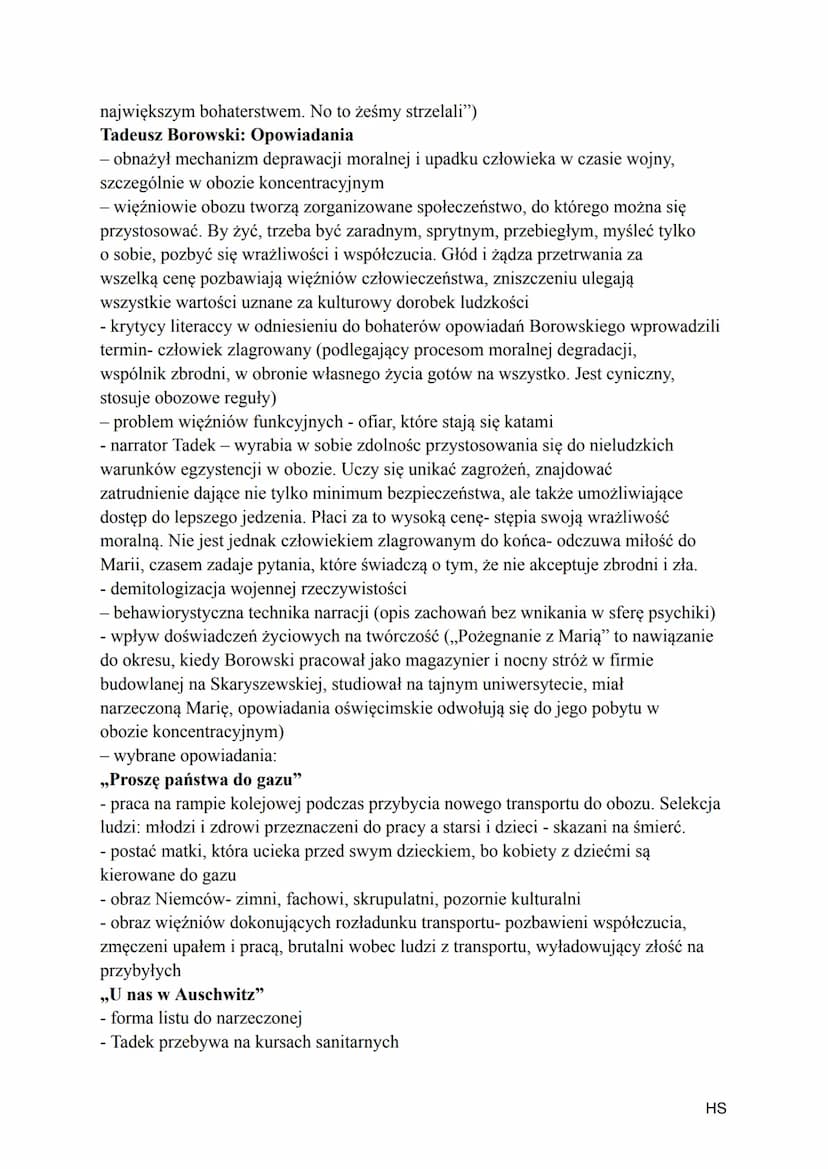 Literatura wojny i okupacji
1. Łagier-był to obóz pracy przymusowej w Rosji bolszewickiej i w ZSRR, w
którym więźniów zmuszano do ciężkich p