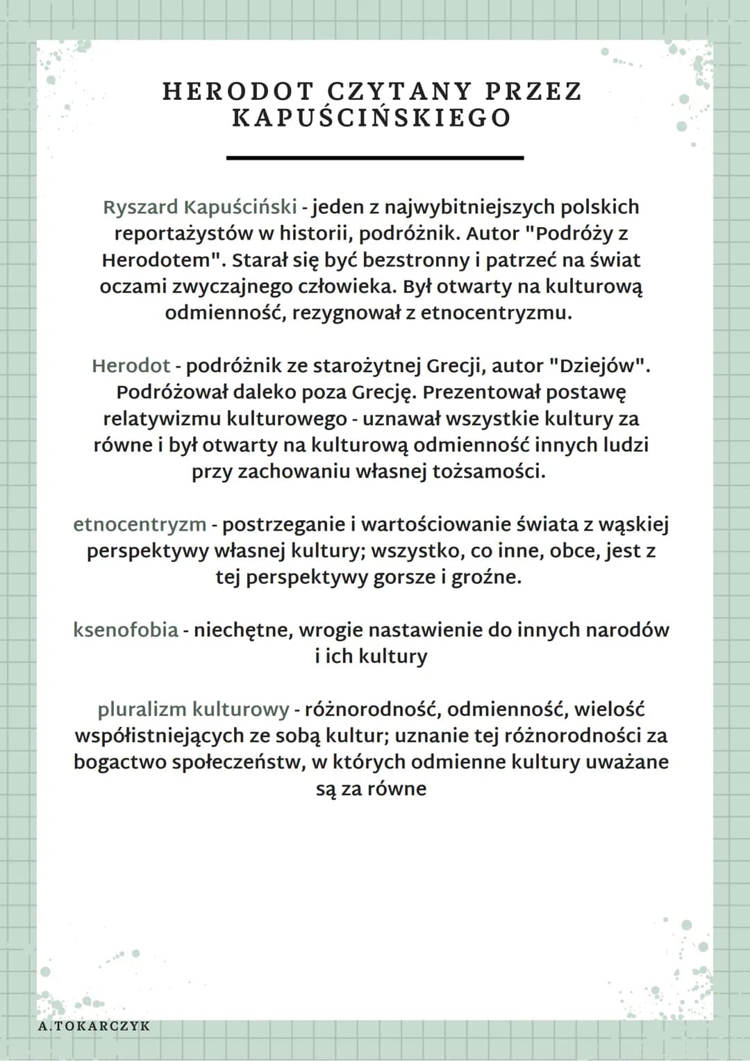 HERODOT CZYTANY PRZEZ
KAPUŚCIŃSKIEGO
Ryszard Kapuściński - jeden z najwybitniejszych polskich
reportażystów w historii, podróżnik. Autor "Po