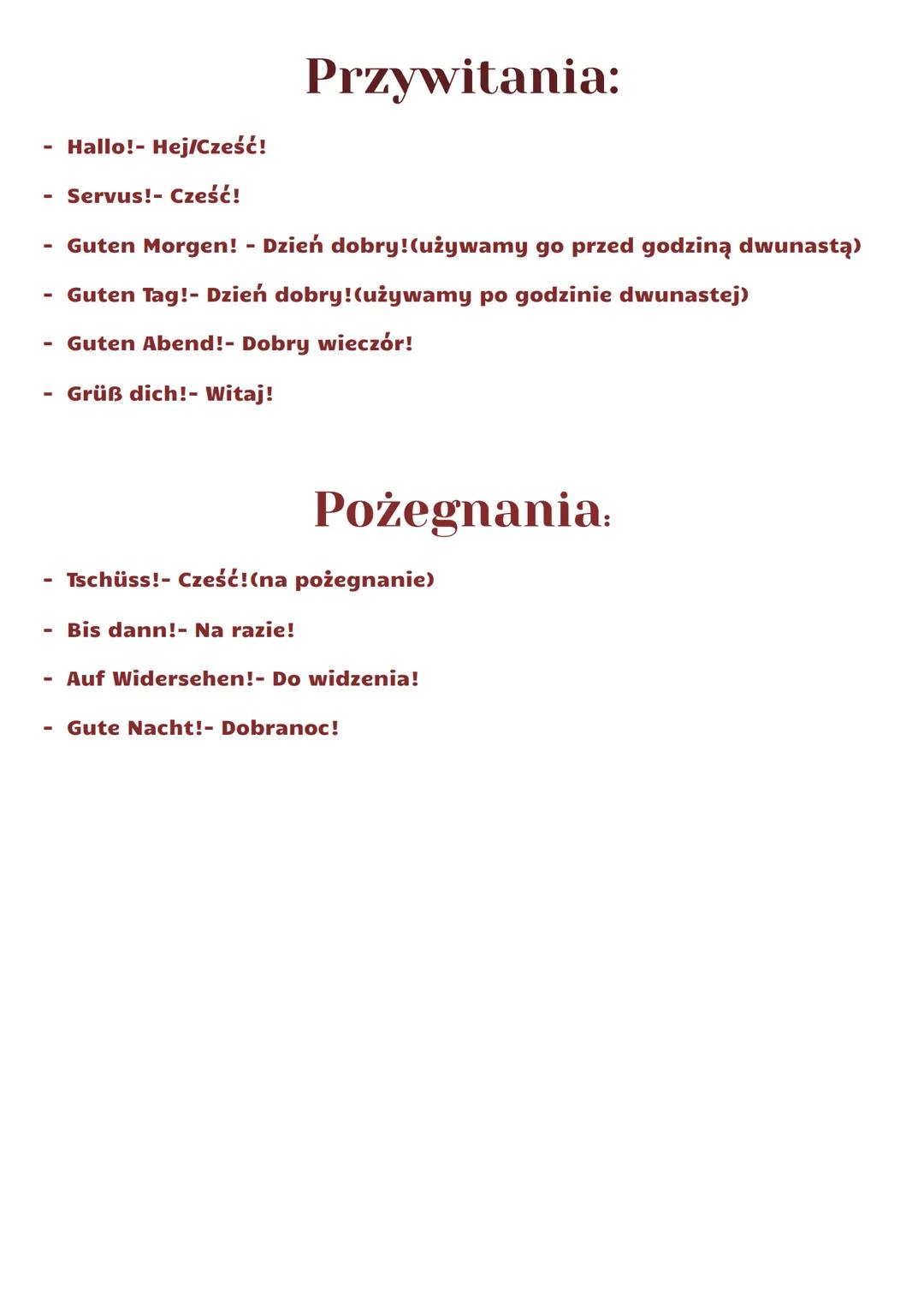 Język Niemiecki - Formy powitań i formy pożegnań. 