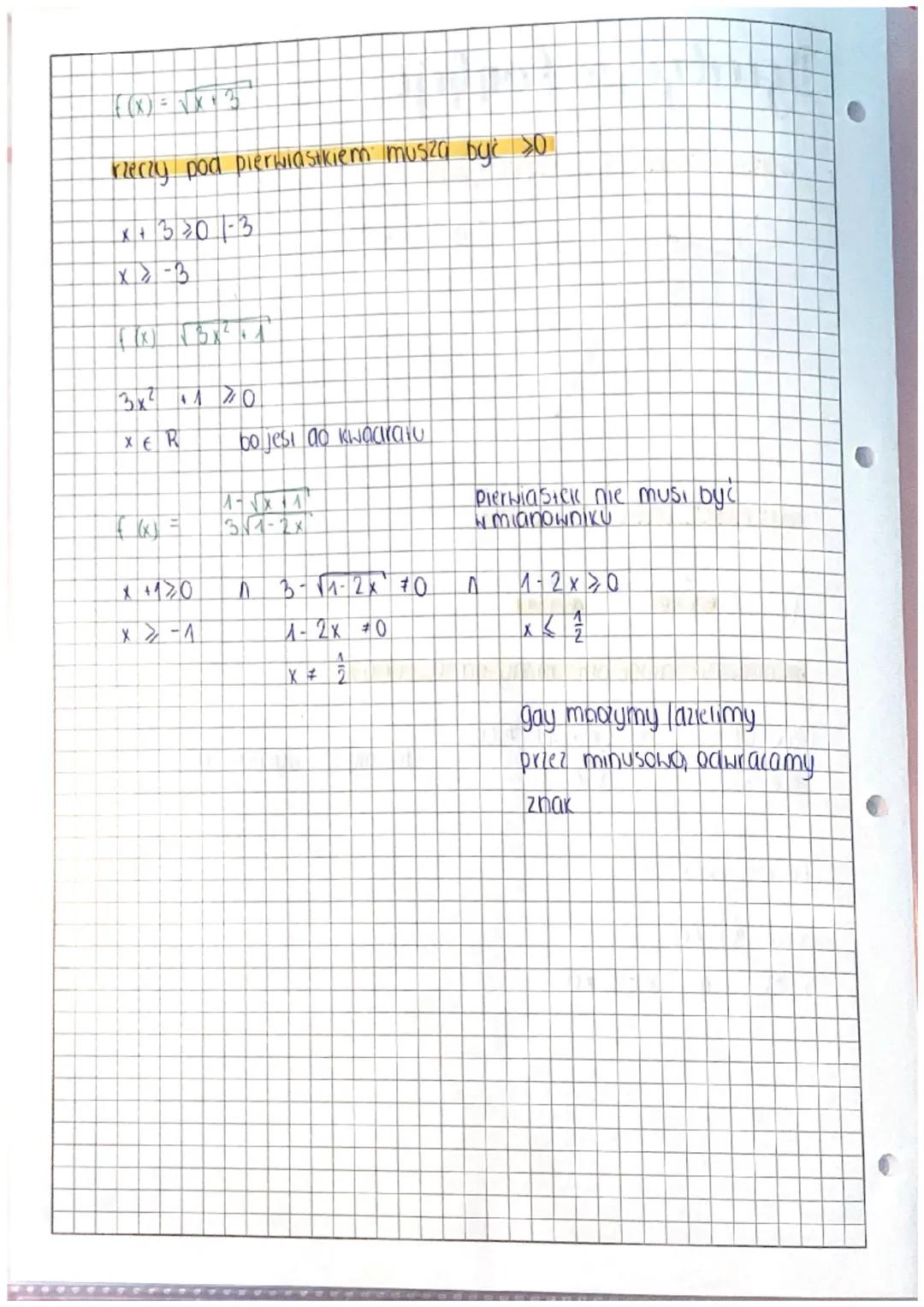 # Dziedzina bunkeji

wyznaczanie ze wzoru (wykresu)

D= (36)

-3

wyznaczanie ze wzoru



mianownik musi być rózny oa 0 (%0)

(3x+6) + 0

(x
