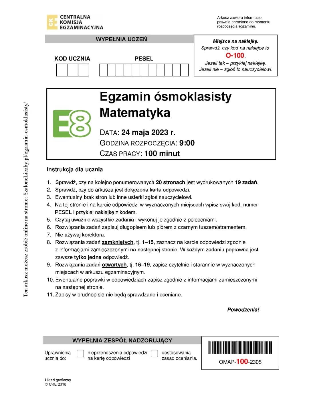 egzamin ósmoklasisty matematyka 2023