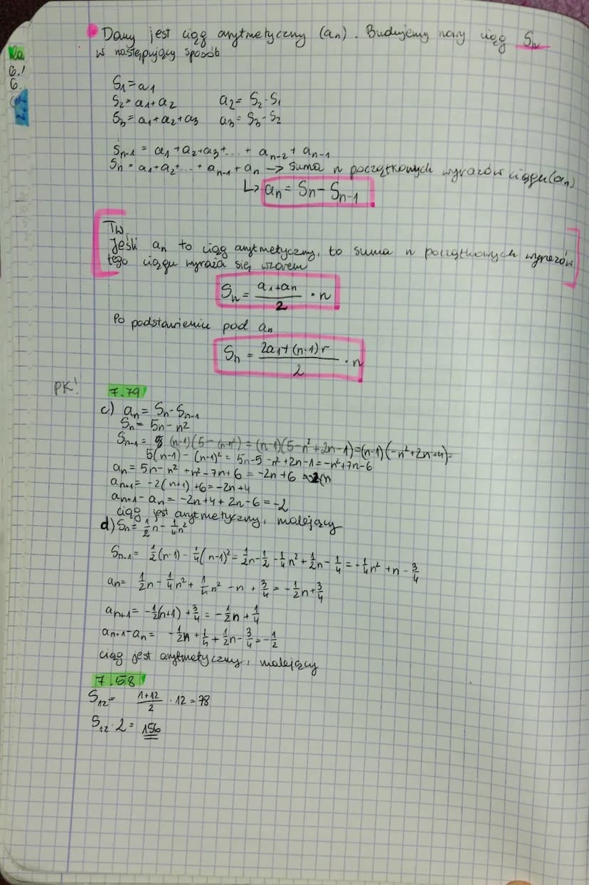 Temat: Ciąg arytmetyczny-
Can-an=r
an
a = a₁ +
Az = a₂+ r = a₁ + 2 r
au = a₂ + √ = α²₁+ 3√
an = αn-₁ + r = a₁ + (^-^) ~
and 1-antw
r- różnic