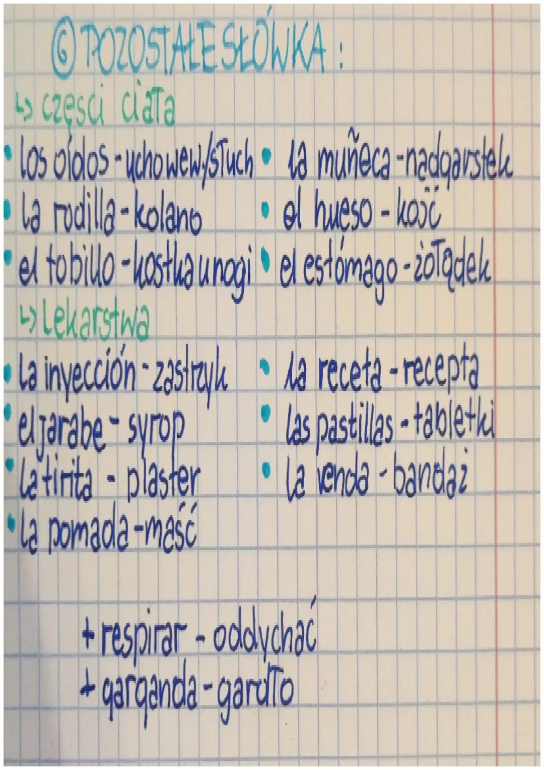hiszparshi
Doler - bolec / ranic
me
te
le
a mí
ti
a él lella / usted
a nosotros
a vosotros/as
a ellos/ellas justedes
np.:
=
Le duele la espa