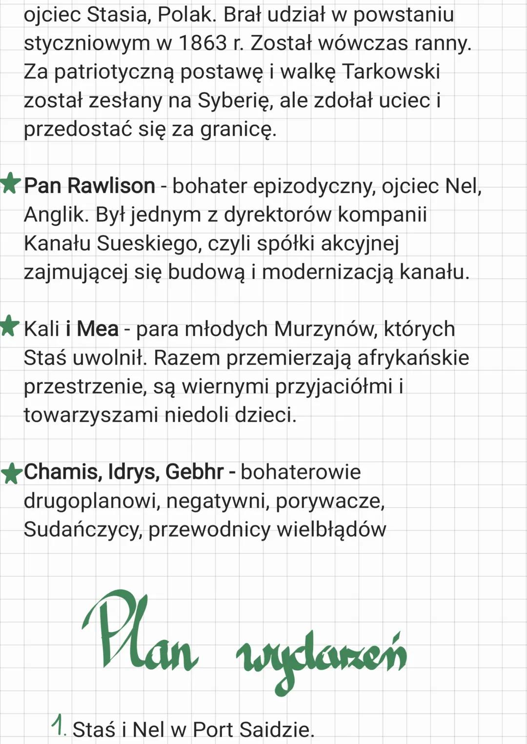 Opracowanie lekting
•1 pustyni spusuzy H. Sienkievicz
115
•
★ Gras akcji: Koniec XIX w.
★ Miejsce akcji: Afryka
Bohaterove
★Staś Tarkowski -