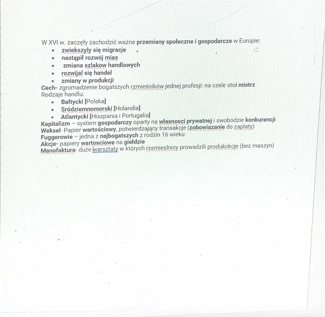 W XVI w. zaczęły zachodzić ważne przemiany społeczne i gospodarcze w Europie:
●
zwiekszyły się migracje
.
●
●
nastąpił rozwój mias
zmiana sz