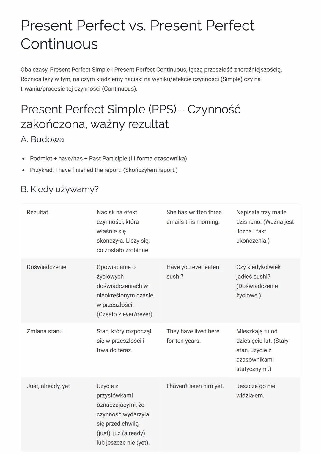 # Present Perfect Continuous (PPC) - Nacisk na
proces/trwanie

## A. Budowa

*   Podmiot + have/has + been + czasownik z końcówką -ing
*   P