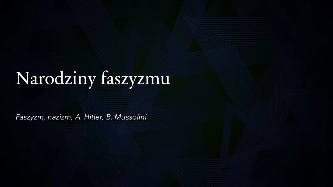 Faszyzm we Włoszech i Benito Mussolini: Założenia, Przyczyny, Skutki
