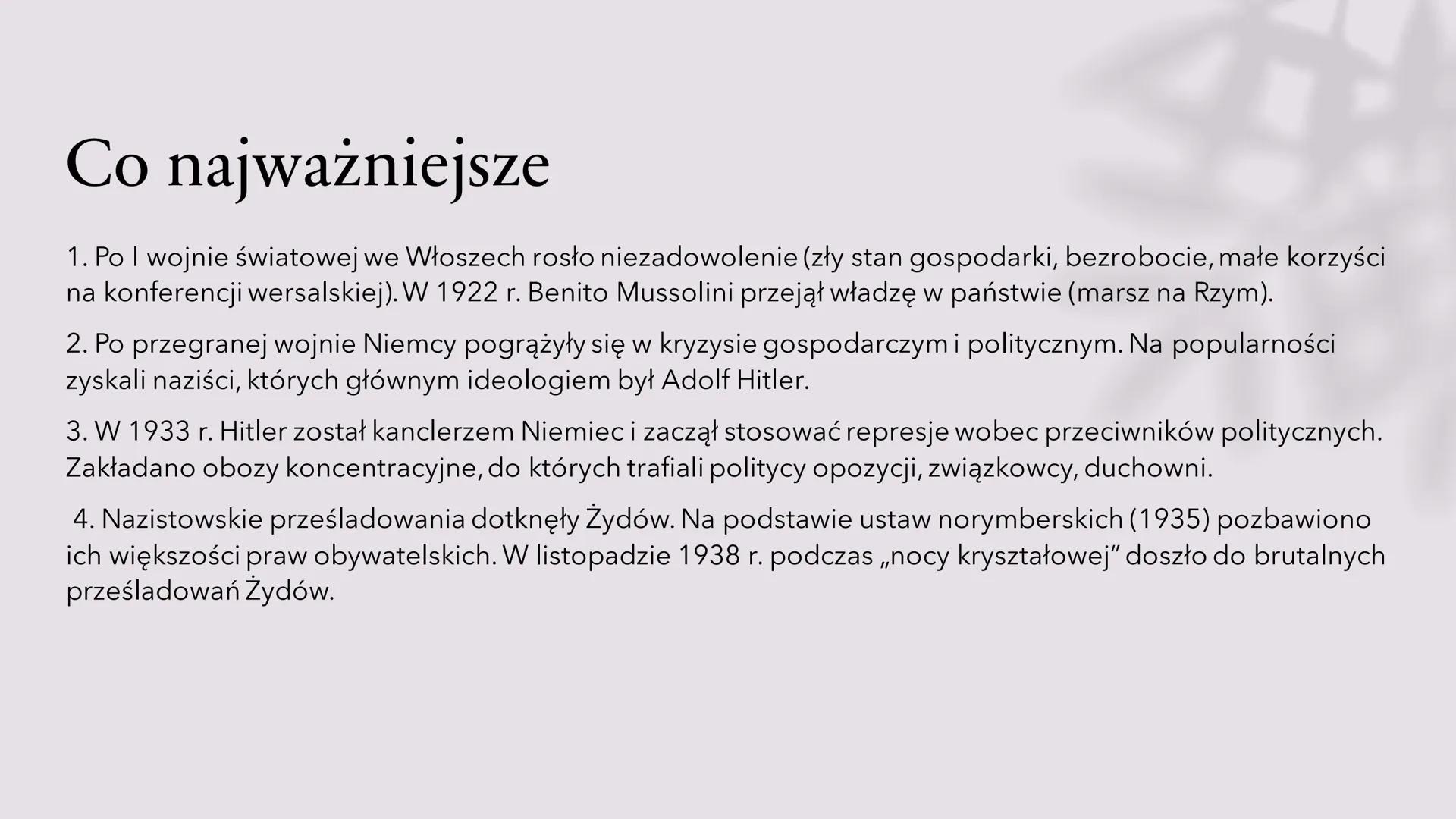 Narodziny faszyzmu
Faszyzm, nazizm, A. Hitler, B. Mussolini Faszyzm we
Włoszech
Powodem narodzin faszyzmu we Włoszech
była m. in. sytuacja p