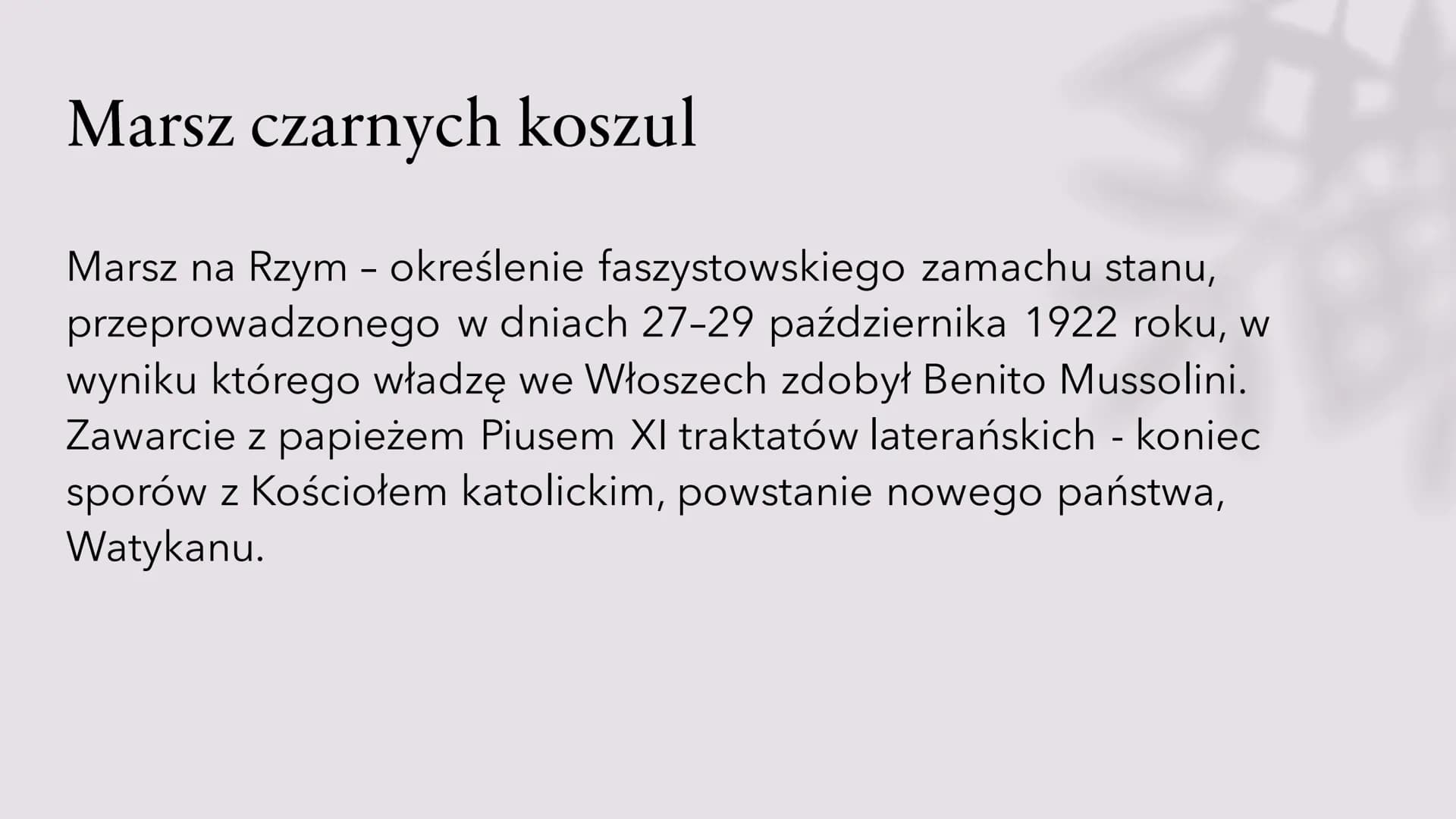 Narodziny faszyzmu
Faszyzm, nazizm, A. Hitler, B. Mussolini Faszyzm we
Włoszech
Powodem narodzin faszyzmu we Włoszech
była m. in. sytuacja p