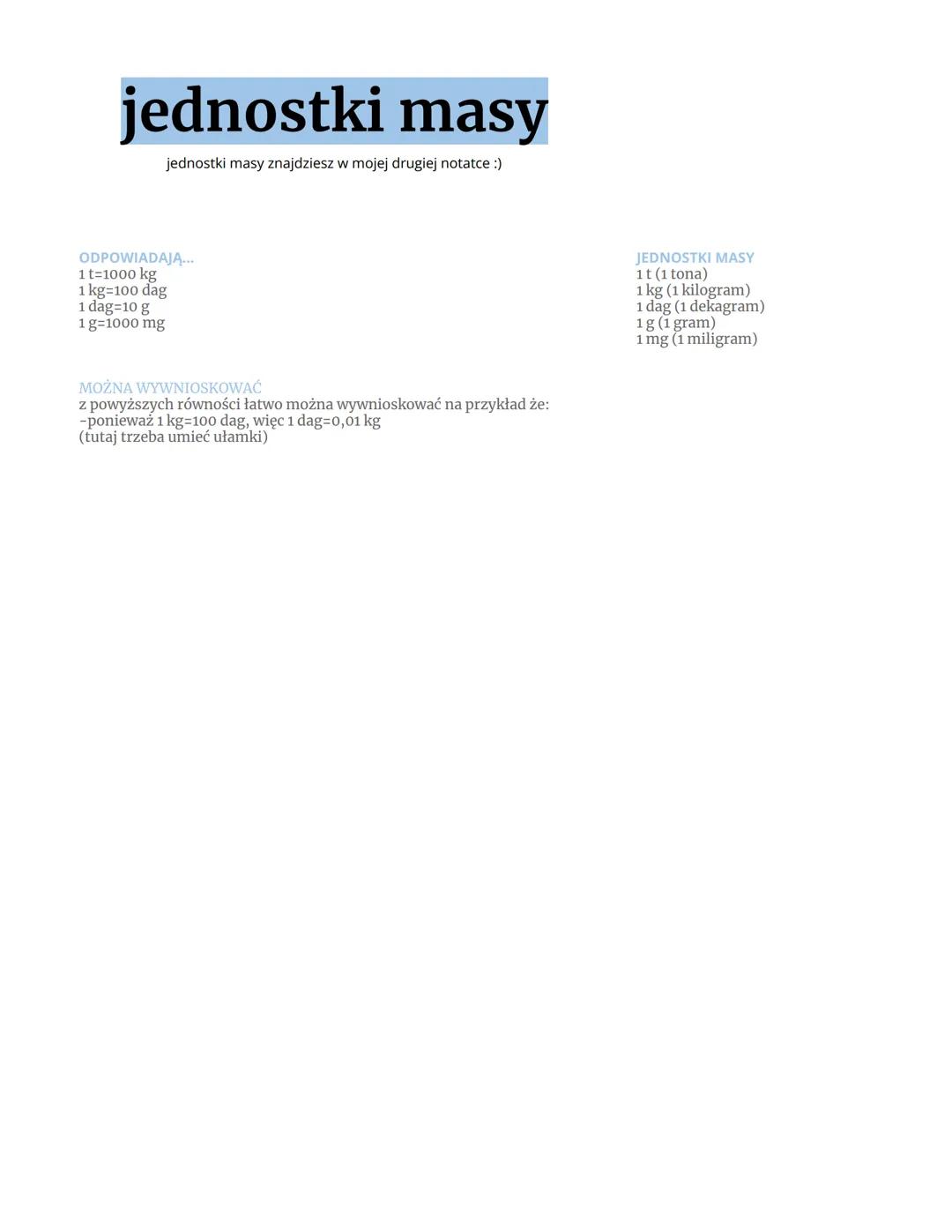 Jednostki masy - podstawowe informacje