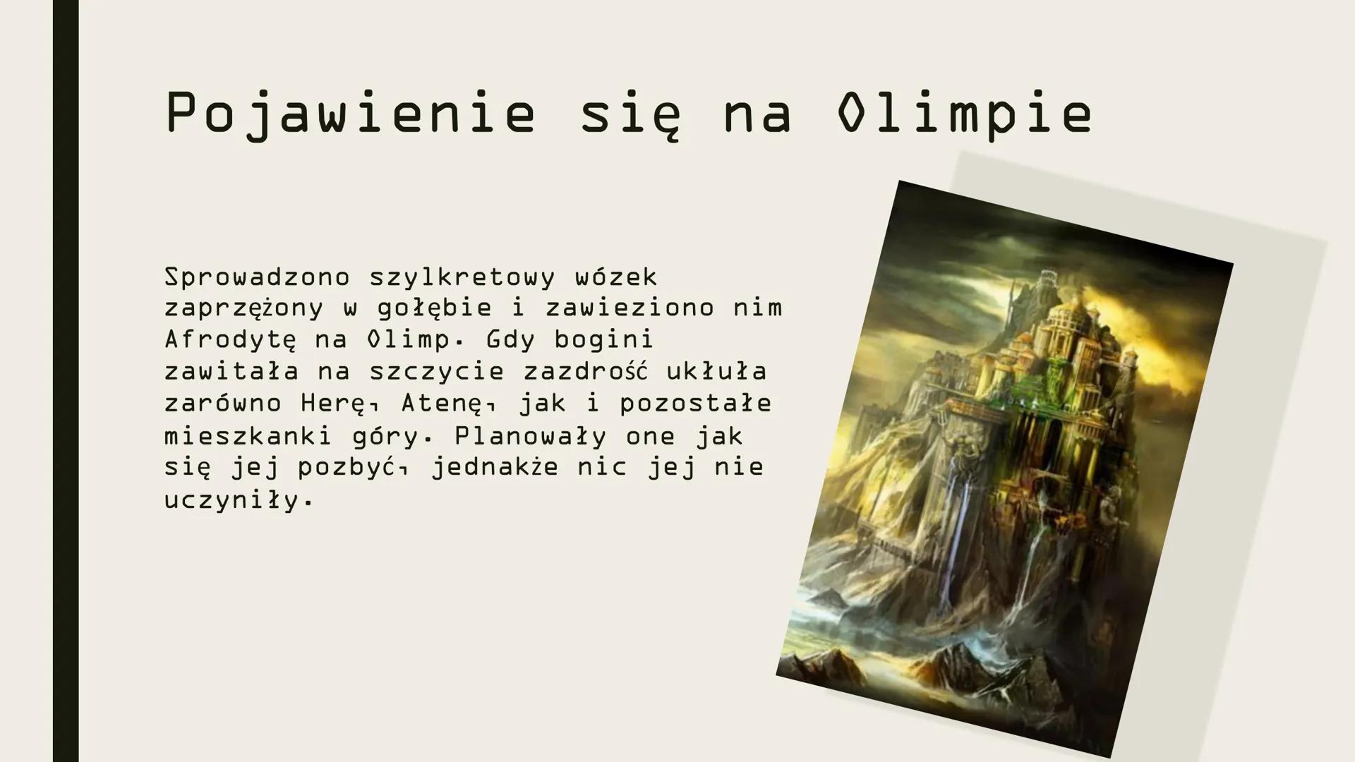 AFRODYTA
(Wenus) Narodziny Afrodyty
Afrodyta nie miała
rodziców. Pewnego
pięknego poranka
wyłoniła się z piany
morskiej przy Cyprze.
Z każdy