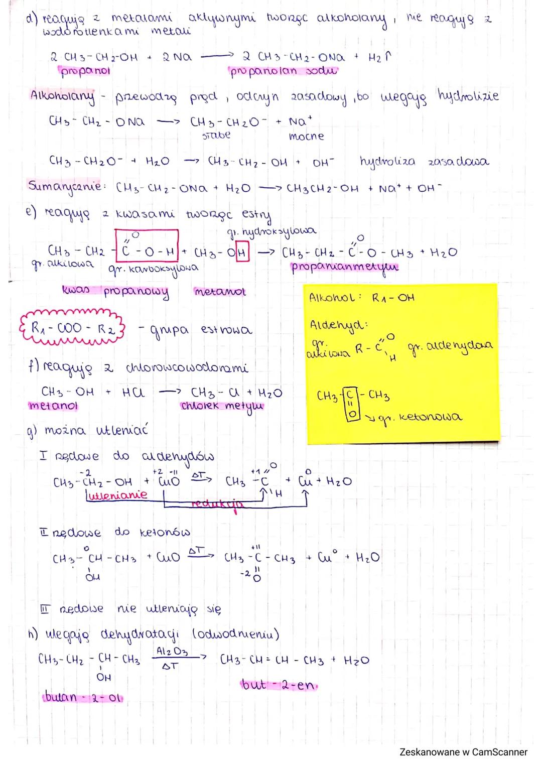 # alkohole

Nazewnictwo - grupa funkcyjna ma pierwszeństwo

```latex
CH2=CH-CH2
```

```latex
04
```

```latex
prop-2-en-1-0
```

```latex
C