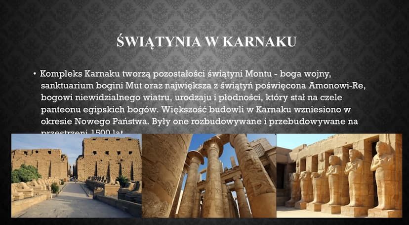 KULTURA STAROŻYTNEGO
EGIPTU
Aleksandra Karwowska la
*
14 ●
seise
• PISMO HIEROGLIFICZNE - nazywane świętymi znakami,
Używano go do uwiecznia
