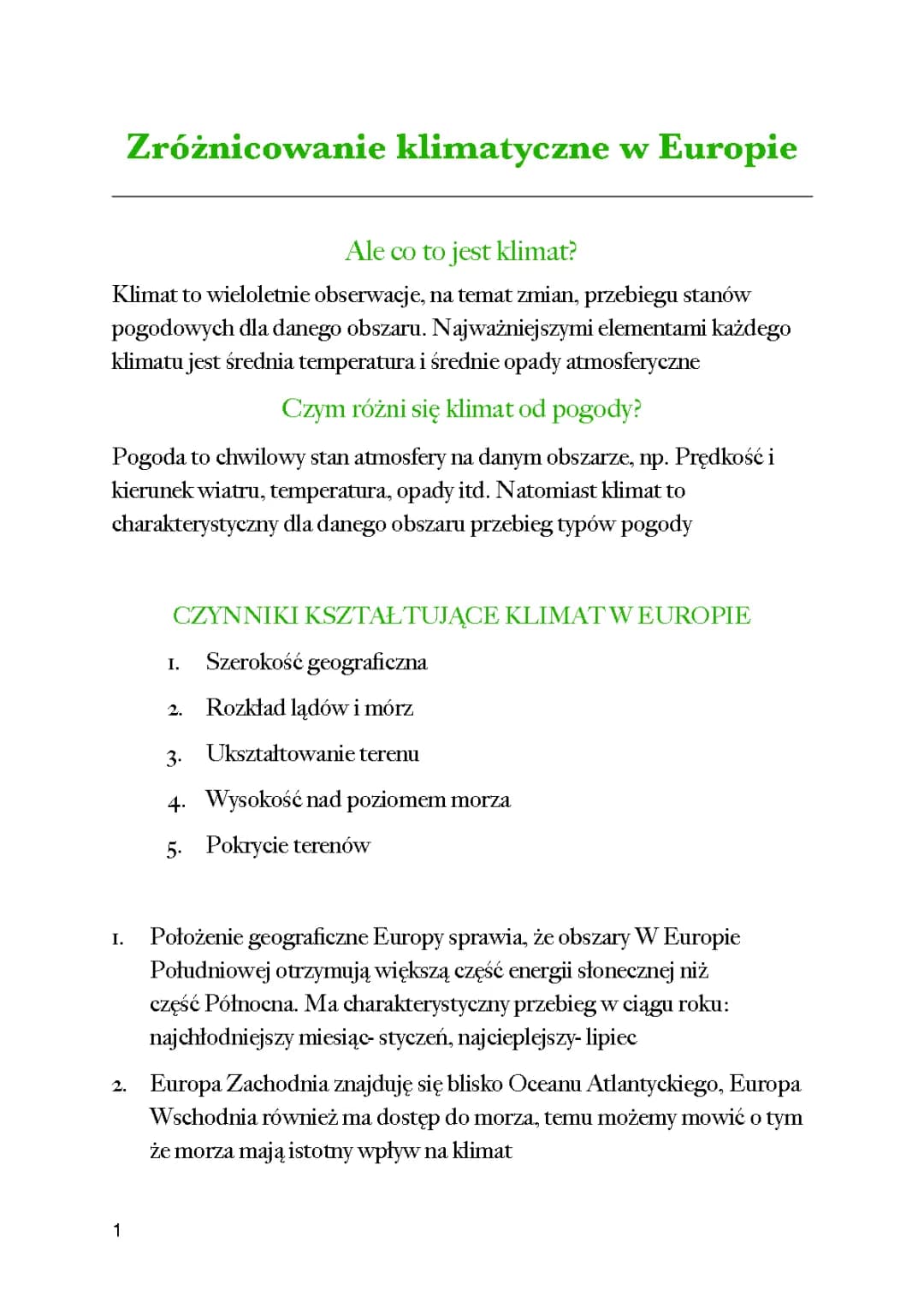 Zróżnicowanie klimatyczne Europy