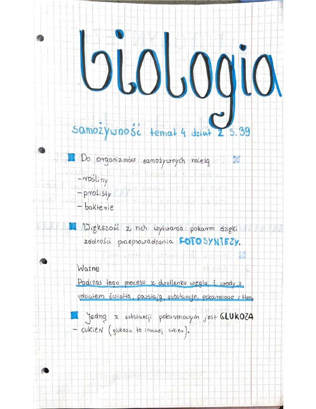 Biologia klasa 5 fotosynteza 