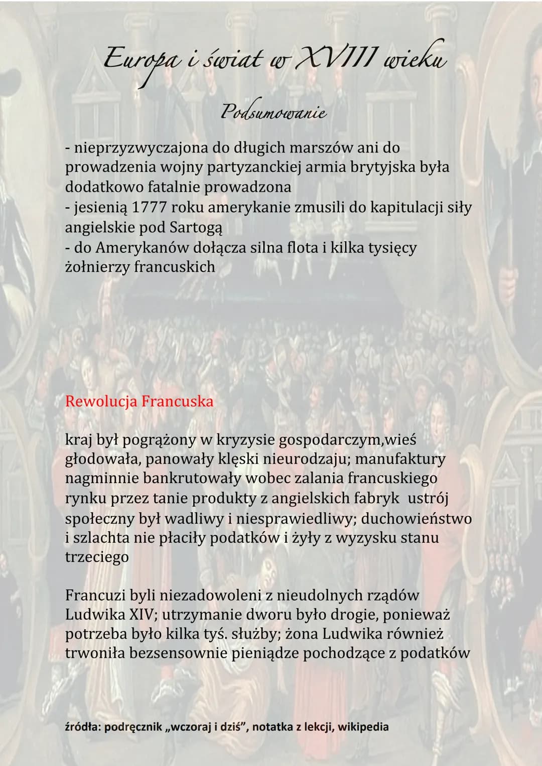 Europa i świat w XVIII wieku
Podsumowanie
H
Racjonalizm - przekonanie o ogromnych możliwościach
rozumu ludzkiego i konieczności zorganizowan