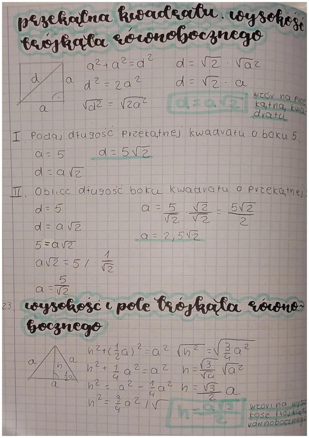 przekalna kwadratu. wysokość
trójkąta równobocznego
d = √2 √a²
d = √2 a
wzov na PRO
katna, kwa
drata
I Podaj długosc Przekątnej kwadratu o b