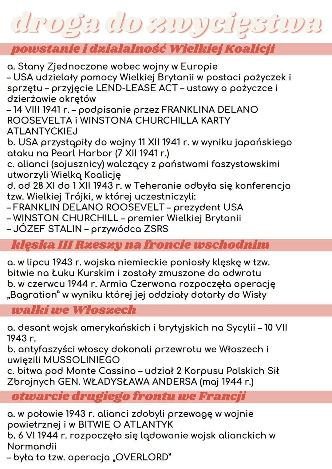 droga do zwycięstwa
powstanie i dzialalność Wielkiej Koalicji
a.Stany Zjednoczone wobec wojny w Europie
- USA udzielały pomocy Wielkiej Bryt