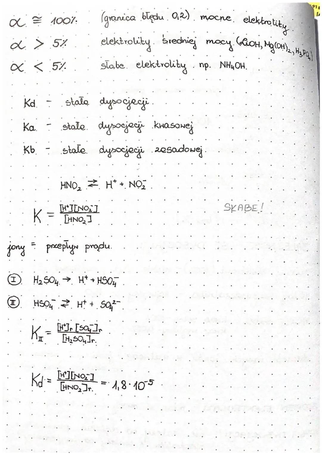 # MOC ELEKTROLITÓW-
STAKA I ST.

Nie dodajemy i odejmujemy stężeń!

 stężenie molowe. jonów
$\alpha = \frac{C_{zdys}}{C_o} \cdot 100\%$

 st