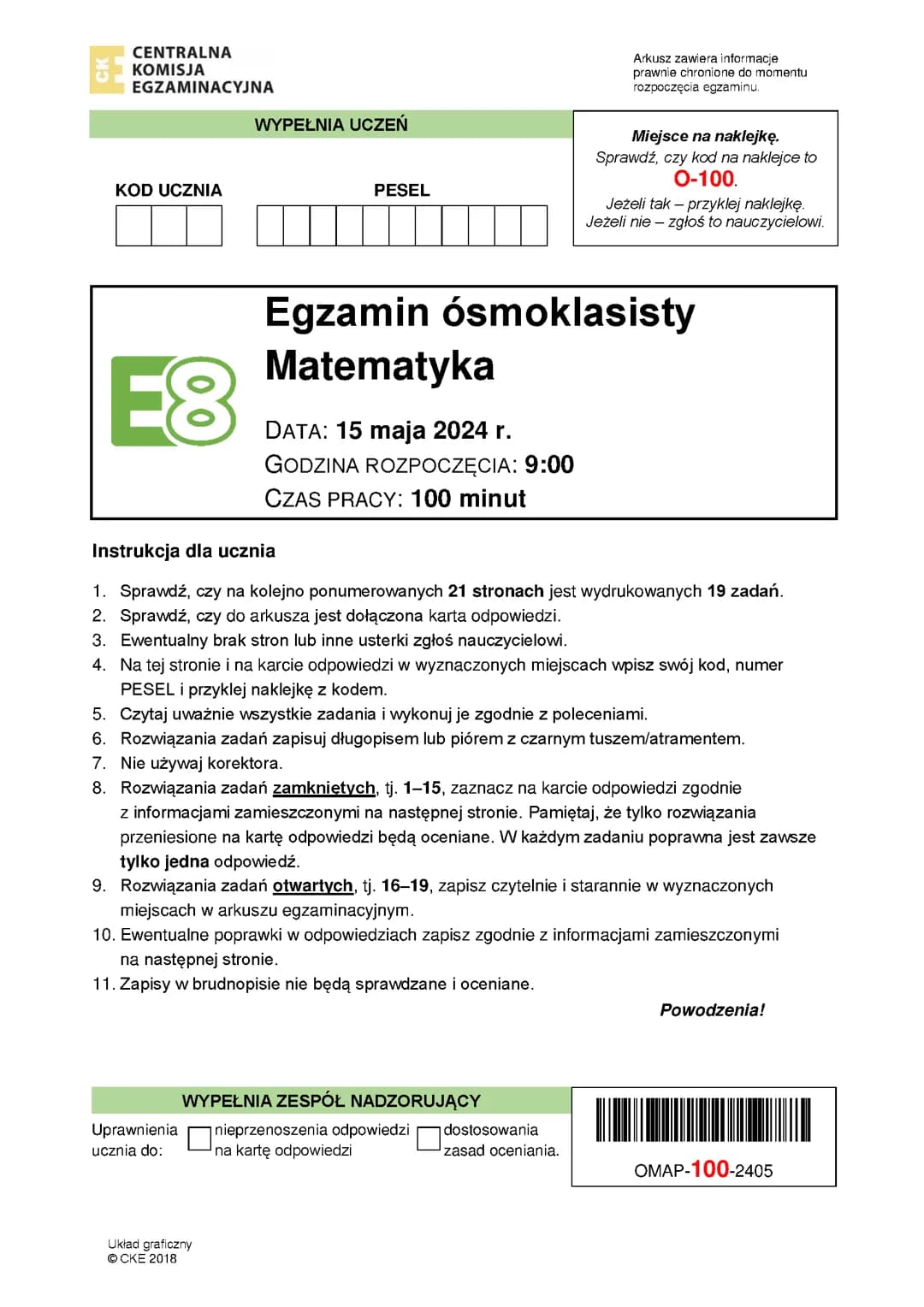 Egzamin Ósmoklasisty z Matematyki z strony cke