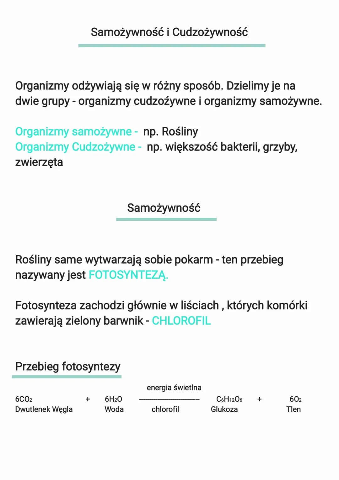 Organizmy odżywiają się w różny sposób. Dzielimy je na
dwie grupy - organizmy cudzoźywne i organizmy samożywne.
Samożywność i Cudzożywność
O