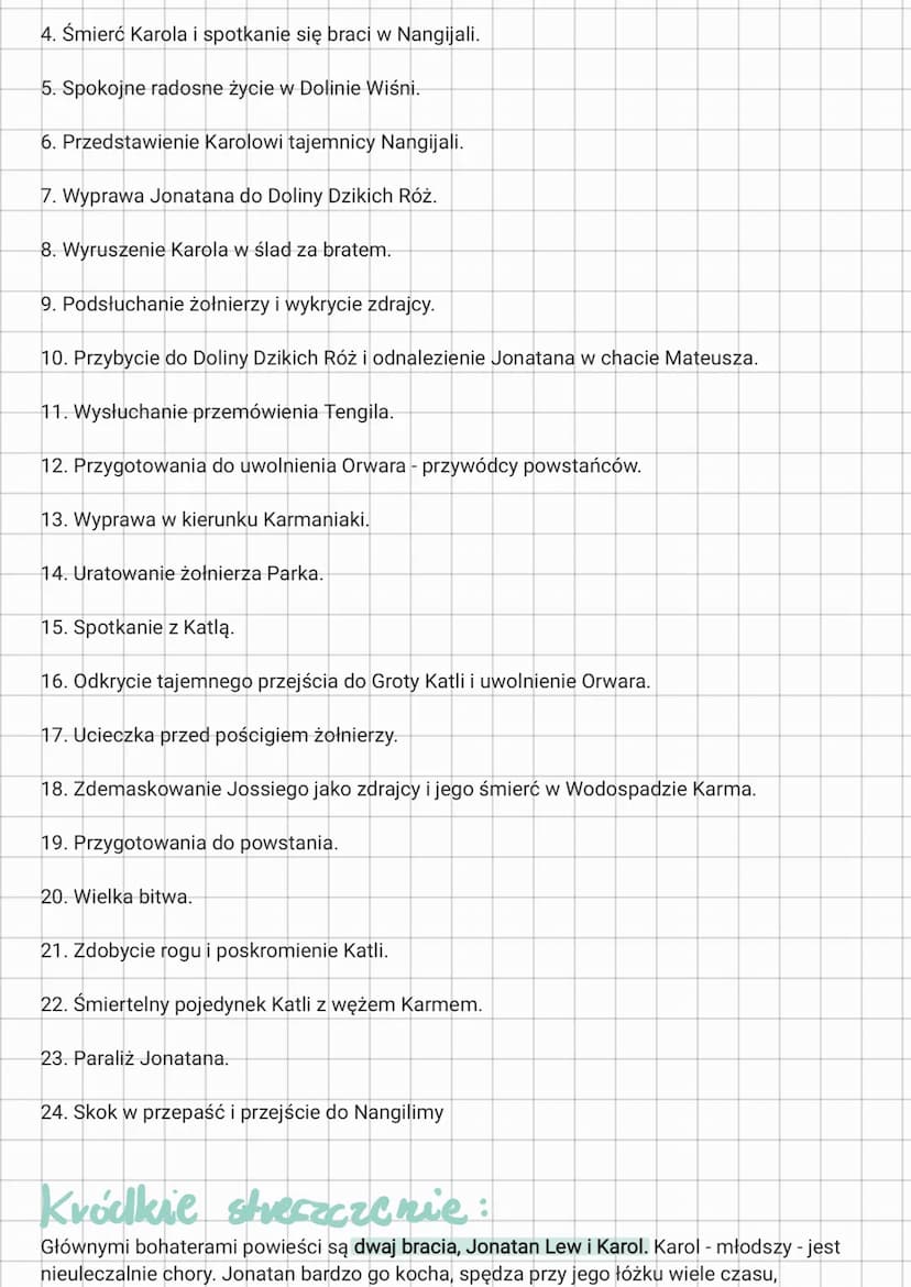 Bracia love sexce
Bochaterowie:
Miejsce akcji:
Jonatan
Dolina wiśni
Suchavek
Tangila
• katla
Jossi
Mateusz
Hubert
Soffia
●
●
Plan wydarzeń.
