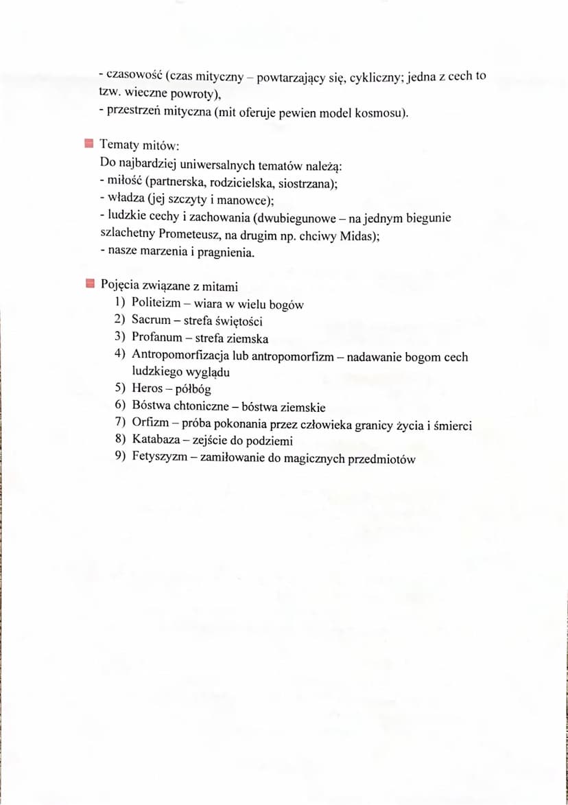 Wierzenia starożytnych Greków
Mit - jest to opowieść o charakterze sakralnym (religijnym) odwołująca się
do bardzo dalekiej przeszłości.
- z