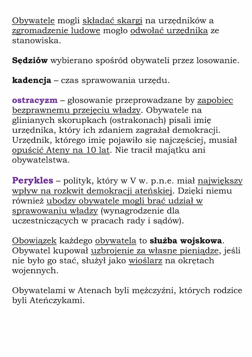 W demokratycznych Atenach
demokracja(w starożytnej Grecji) – ustrój, w którym
wszyscy obywatele brali udział w sprawowaniu rządów.
W niektór