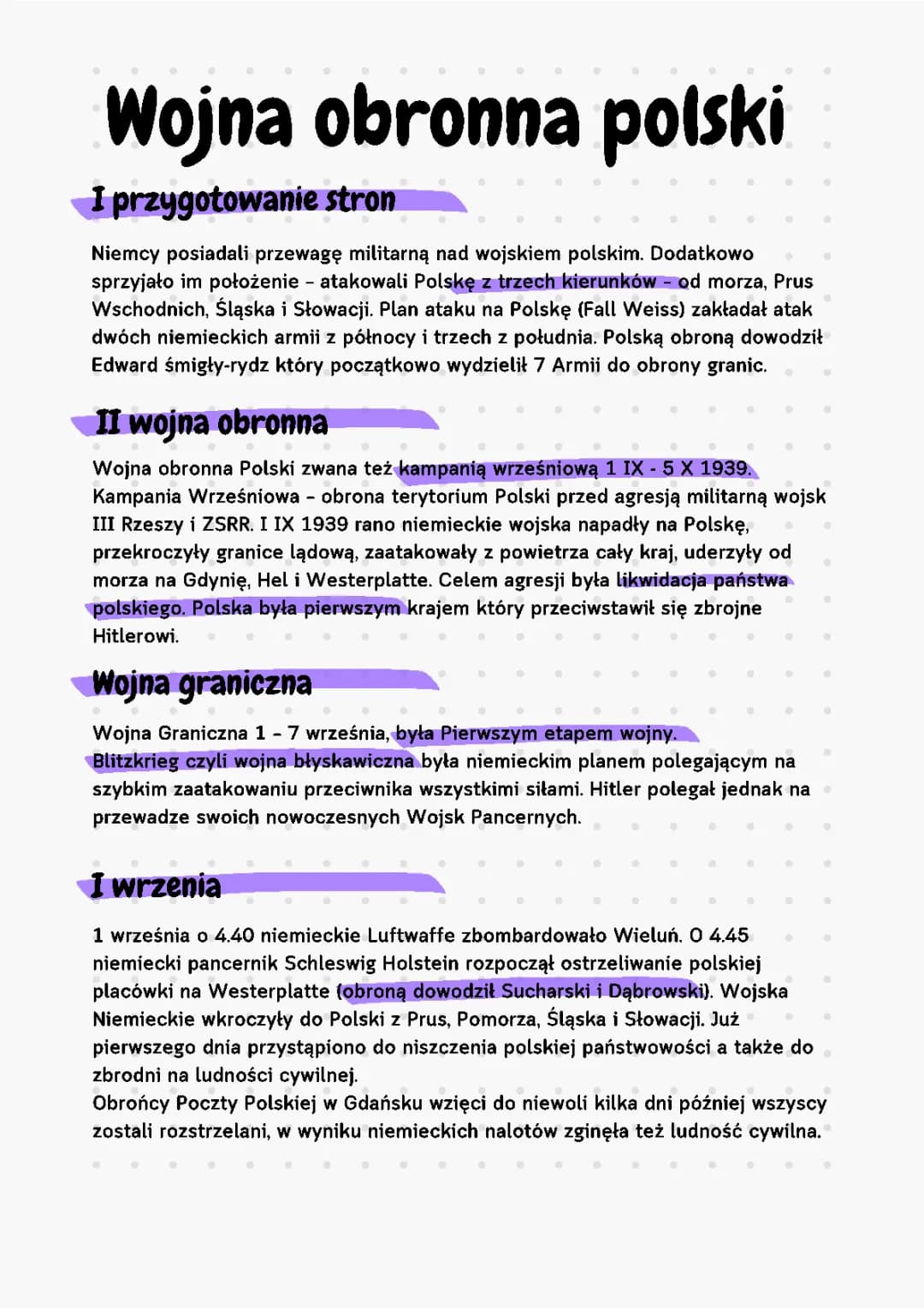 Wojna obronna Polski 1939 - Klasa 8