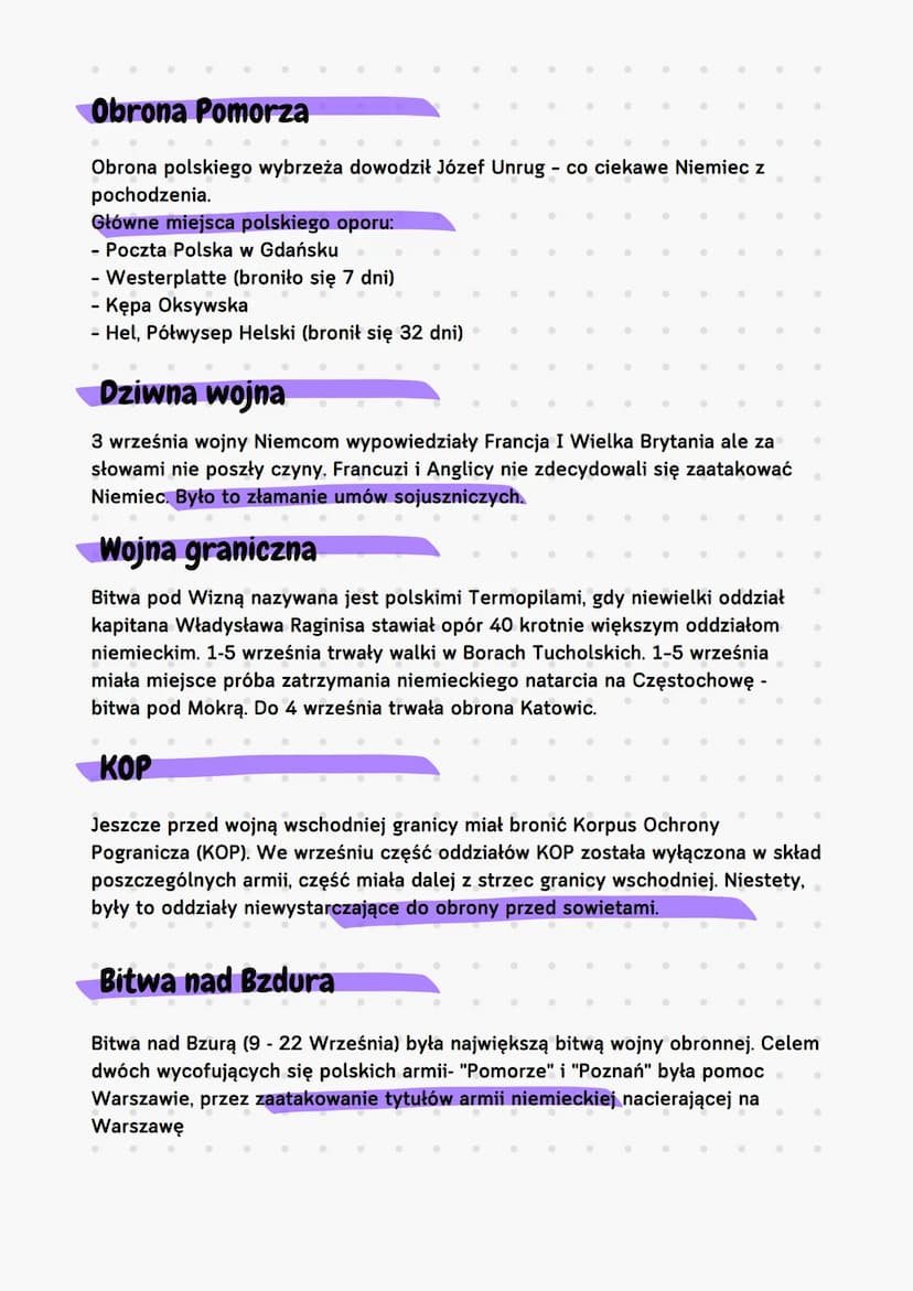 Wojna obronna polski
I przygotowanie stron
Niemcy posiadali przewagę militarną nad wojskiem polskim. Dodatkowo
sprzyjało im położenie - atak