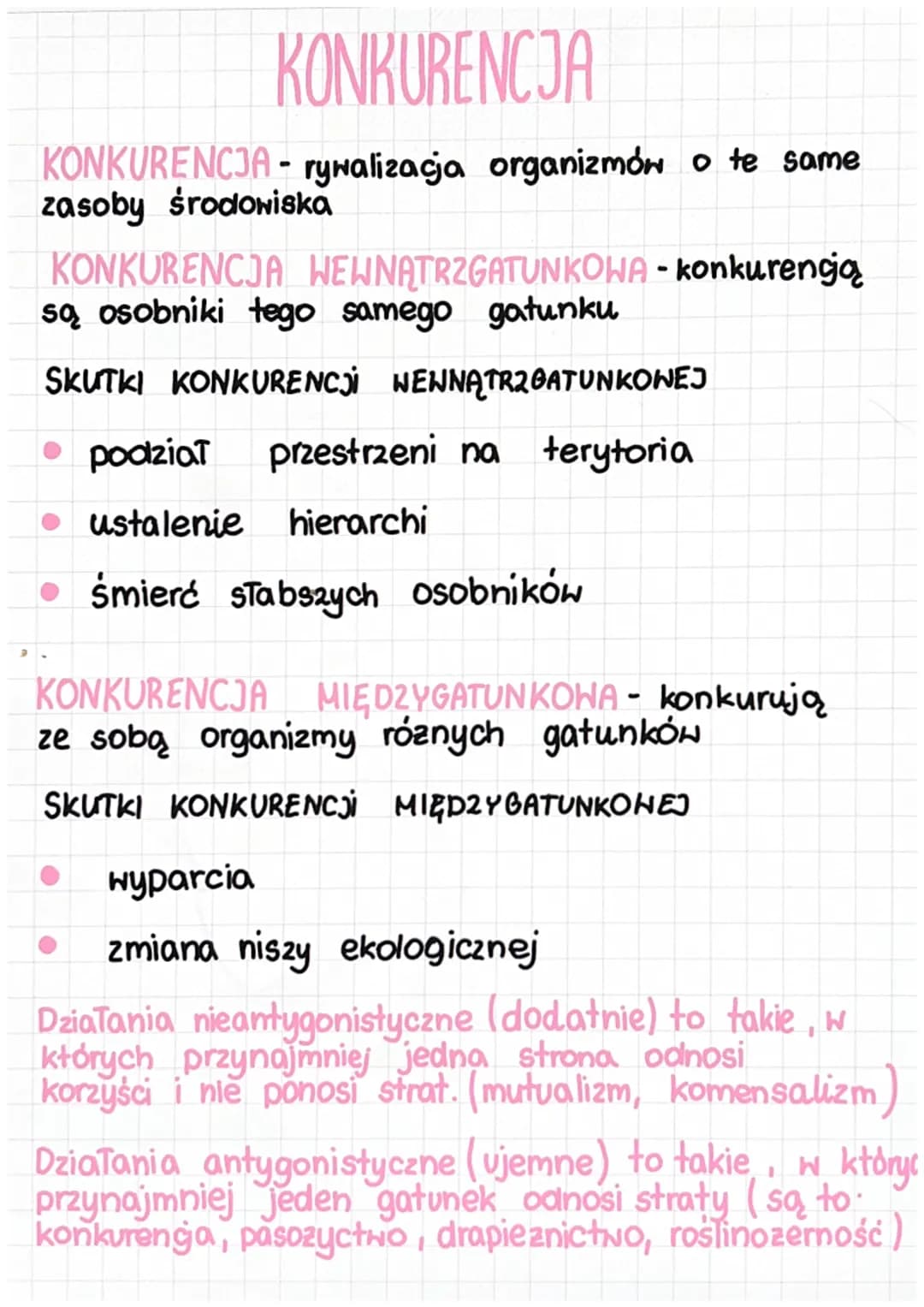 KONKURENCJA
KONKURENCJA - rywalizacja organizmów o te same
zasoby środowiska
KONKURENCJA WEWNĄTRZGATUNKOWA - konkurencją
są osobniki tego sa