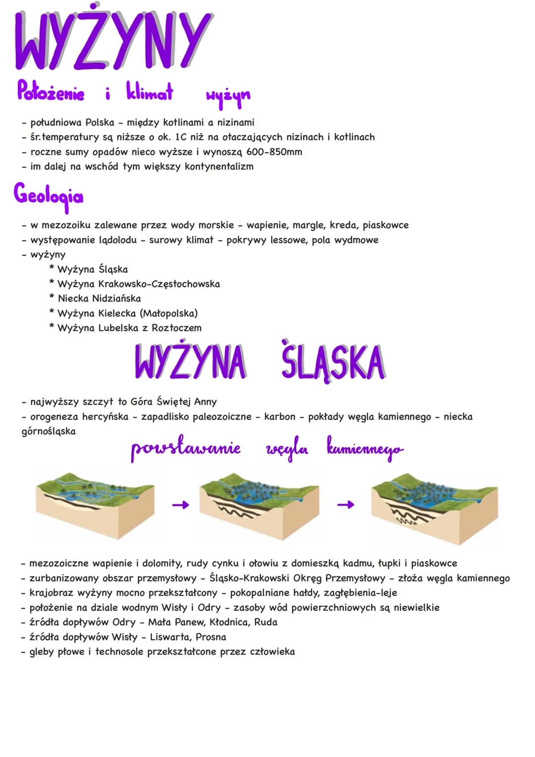 WYŻYNY
Położenie i klimat wyżyn
południowa Polska - między kotlinami a nizinami
śr. temperatury są niższe o ok. 1C niż na otaczających nizin