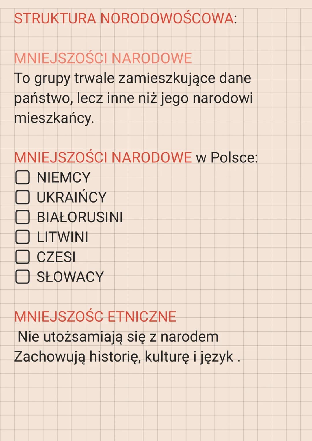 STRUKTURA NORODOWOŚCOWA:
MNIEJSZOŚCI NARODOWE
To grupy trwale zamieszkujące dane
państwo, lecz inne niż jego narodowi
mieszkańcy.
MNIEJSZOŚC