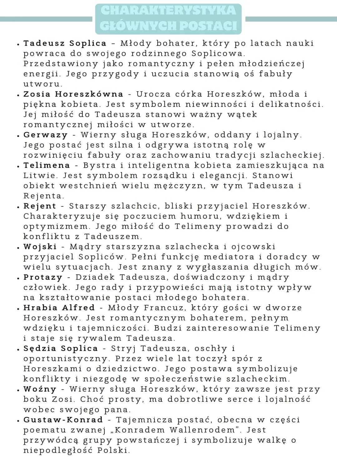 PAN
TADEUSZ
GENEZA
Główną inspiracją do napisania "Pana Tadeusza" była
klęska powstania listopadowego. Utwór przedstawiając
walki doby napol