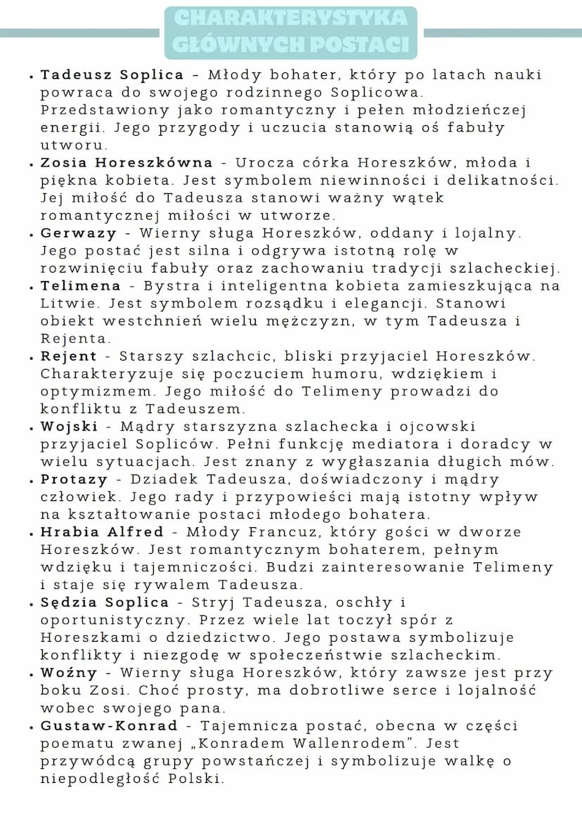 PAN
TADEUSZ
GENEZA
Główną inspiracją do napisania "Pana Tadeusza" była
klęska powstania listopadowego. Utwór przedstawiając
walki doby napol