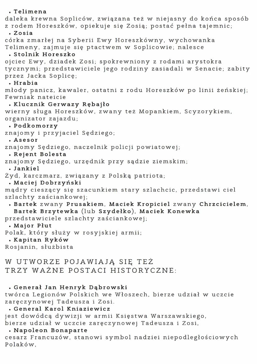 PAN
TADEUSZ
GENEZA
Główną inspiracją do napisania "Pana Tadeusza" była
klęska powstania listopadowego. Utwór przedstawiając
walki doby napol